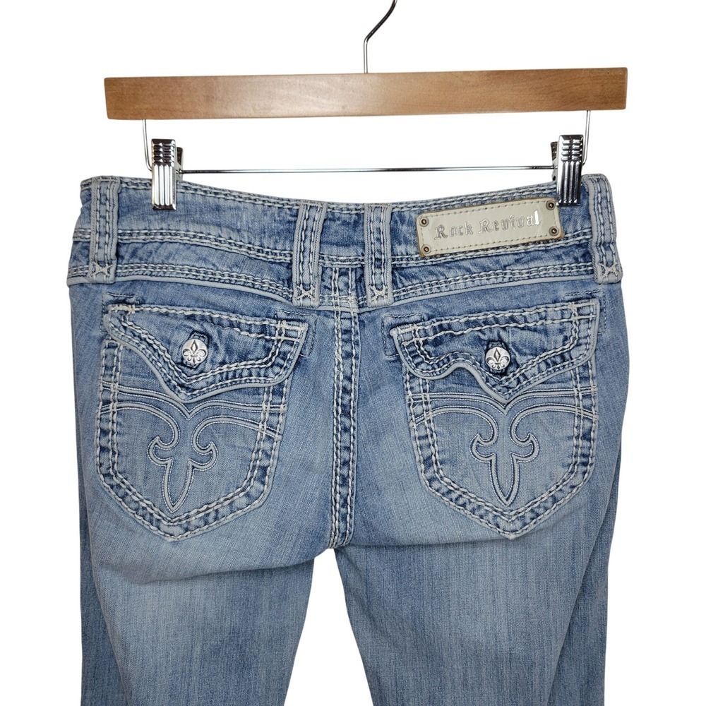 Rock Revival Elizabeth Low Rise Wide Leg Jeans Women's Size 30 Western Boho - Picture 9 of 11
